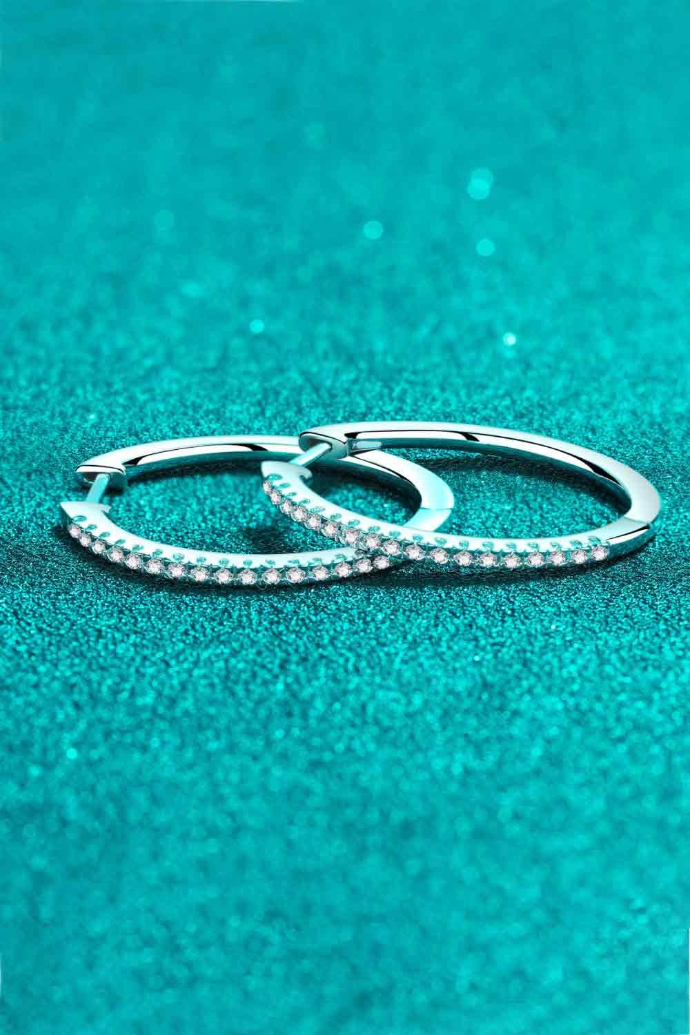 Rhodium-Plated Moissanite Hoop Earrings Carauana Store