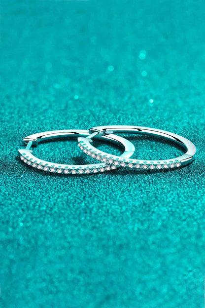 Rhodium-Plated Moissanite Hoop Earrings Carauana Store