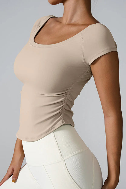 Round Neck Short Sleeve Active T-Shirt Carauana Store