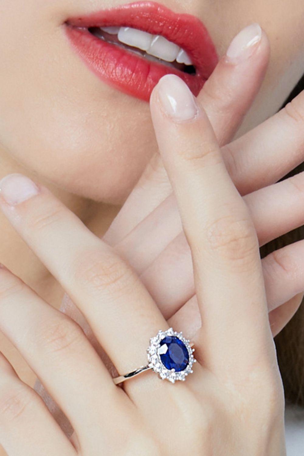 Synthetic Sapphire 925 Sterling Silver Ring Carauana Store