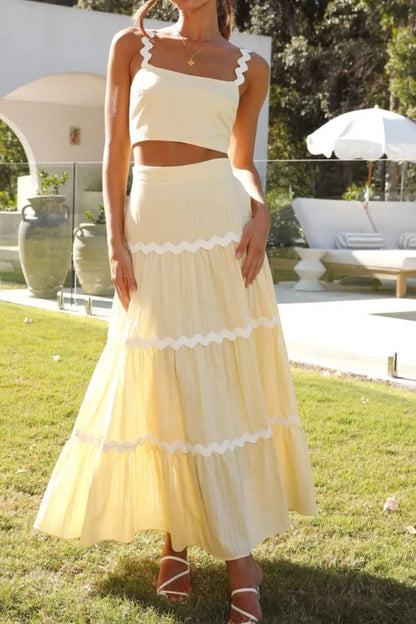 Contrast Trim Cami and Maxi Skirt Set Carauana Store