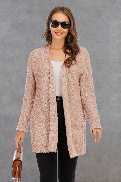 Angel Wings Pocketed Open Front Long Sleeve Cardigan Carauana Store