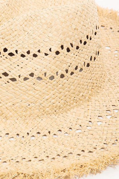 Fame Openwork Raw Hem Weave Hat Carauana Store