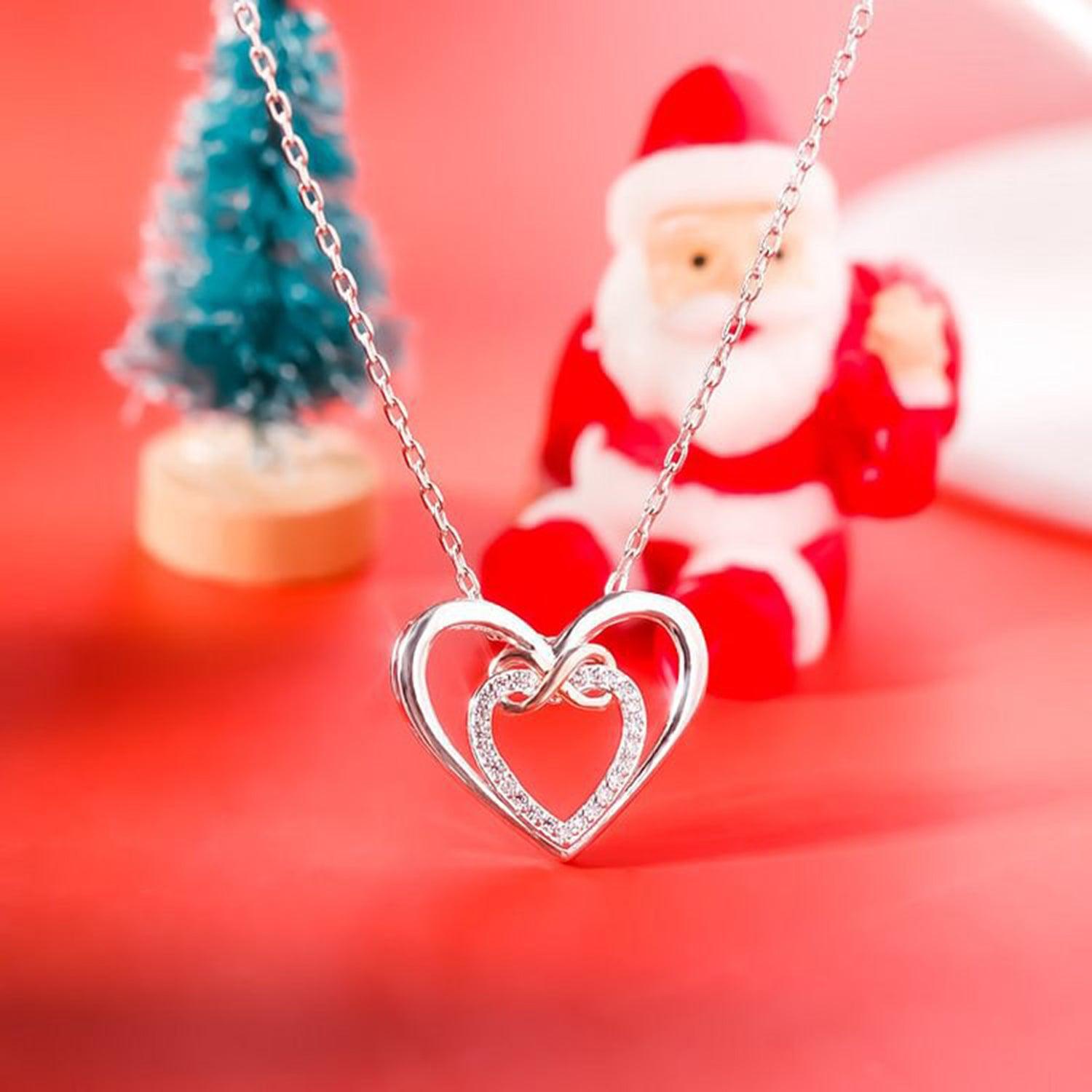 Heart Shape Inlaid Zircon 925 Sterling Silver Necklace Carauana Store