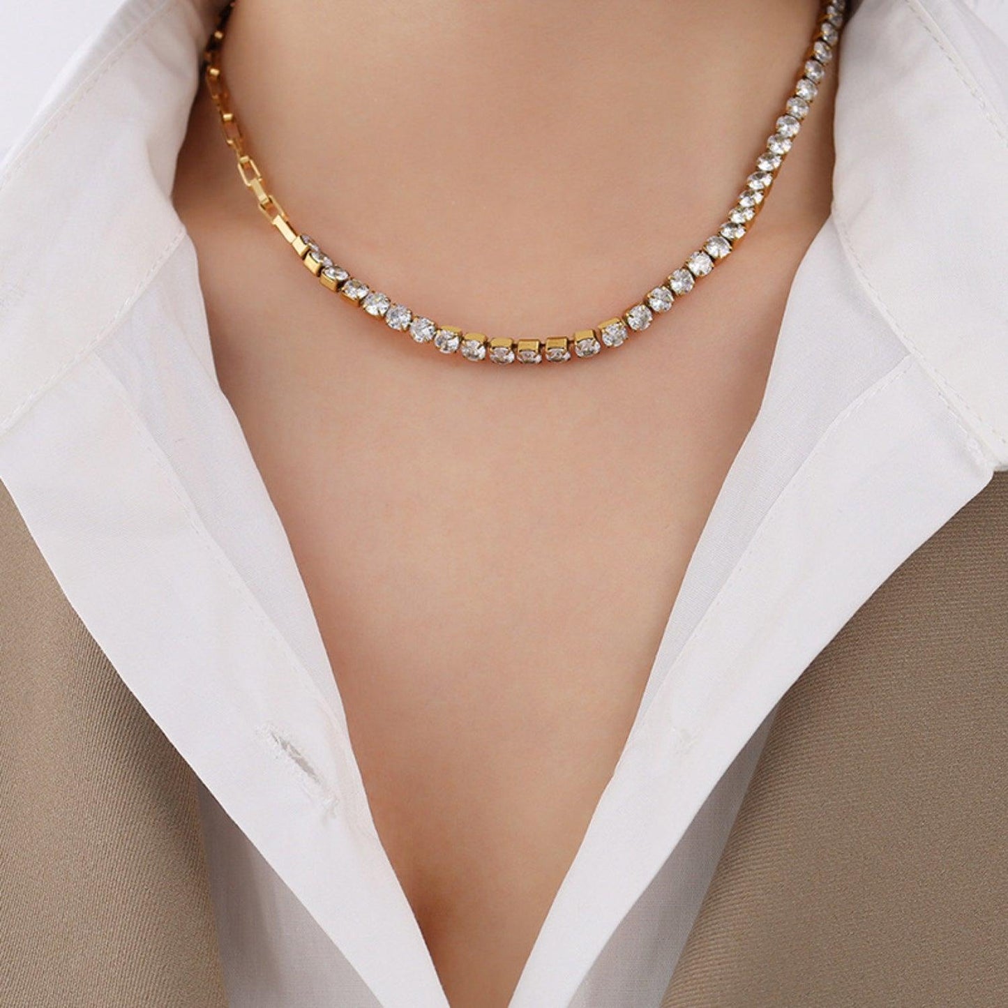 Zircon Titanium Steel Necklace Carauana Store
