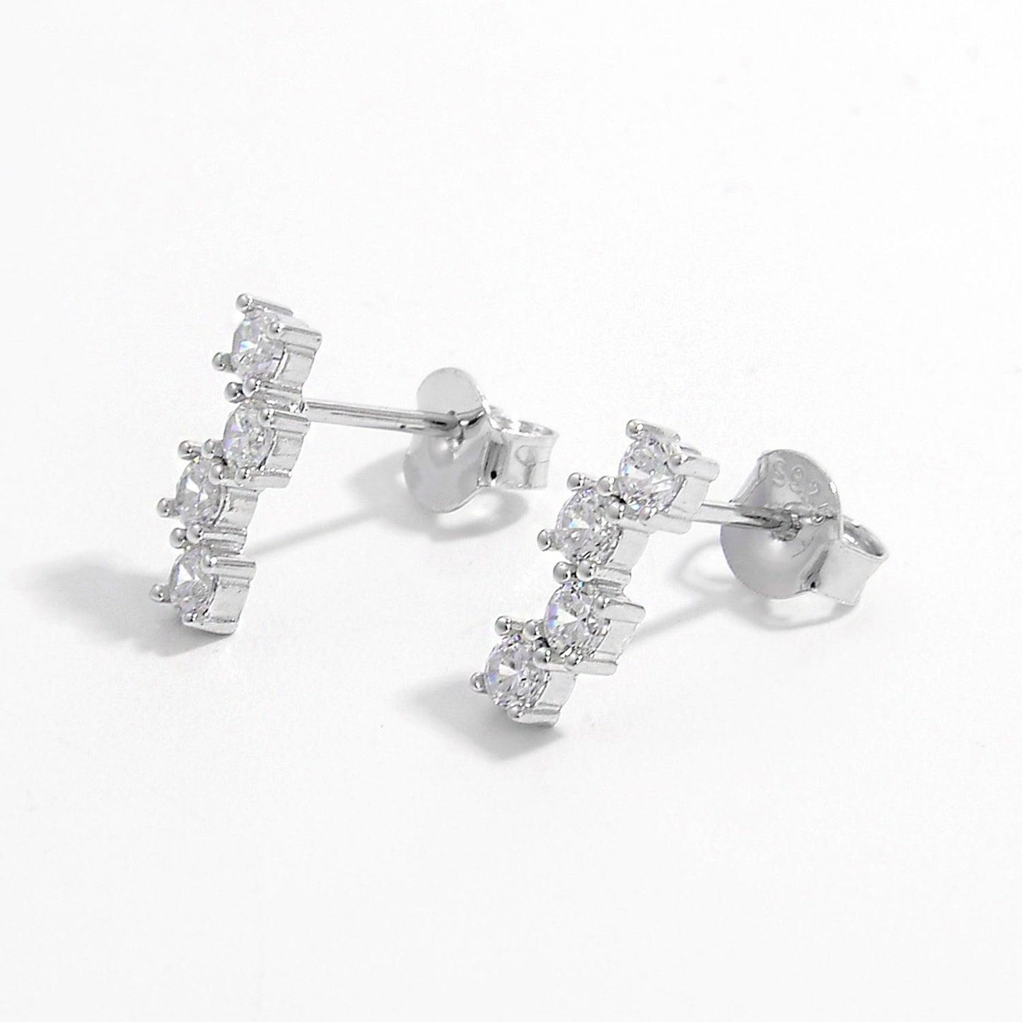 925 Sterling Silver Inlaid Zircon Stud Earrings Carauana Store