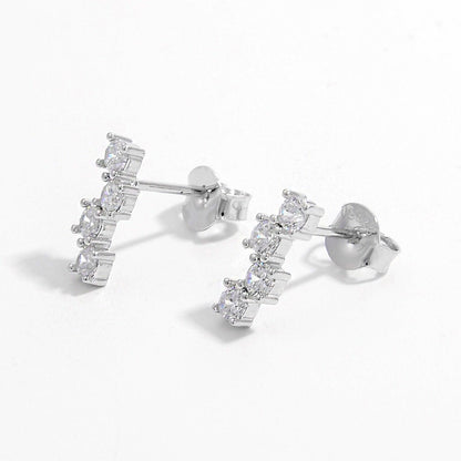 925 Sterling Silver Inlaid Zircon Stud Earrings Carauana Store