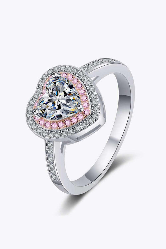1 Carat Moissanite Heart 925 Sterling Silver Ring Carauana Store
