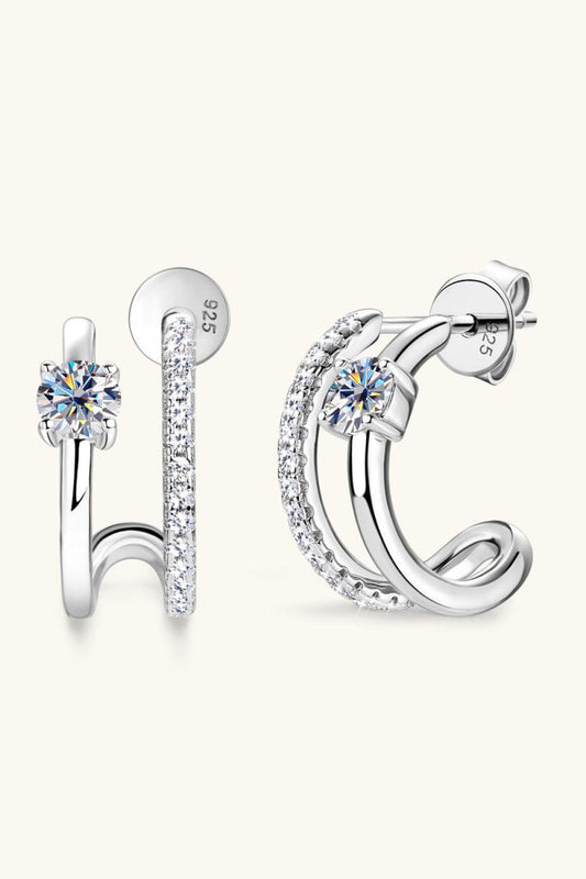 Moissanite 925 Sterling Silver C-Hoop Earrings Carauana Store