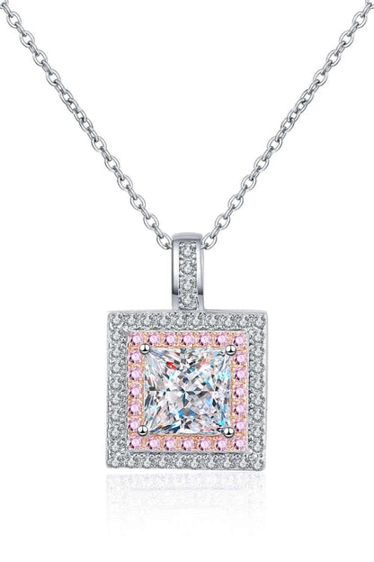 1 Carat Moissanite Square Pendant Chain Necklace Carauana Store