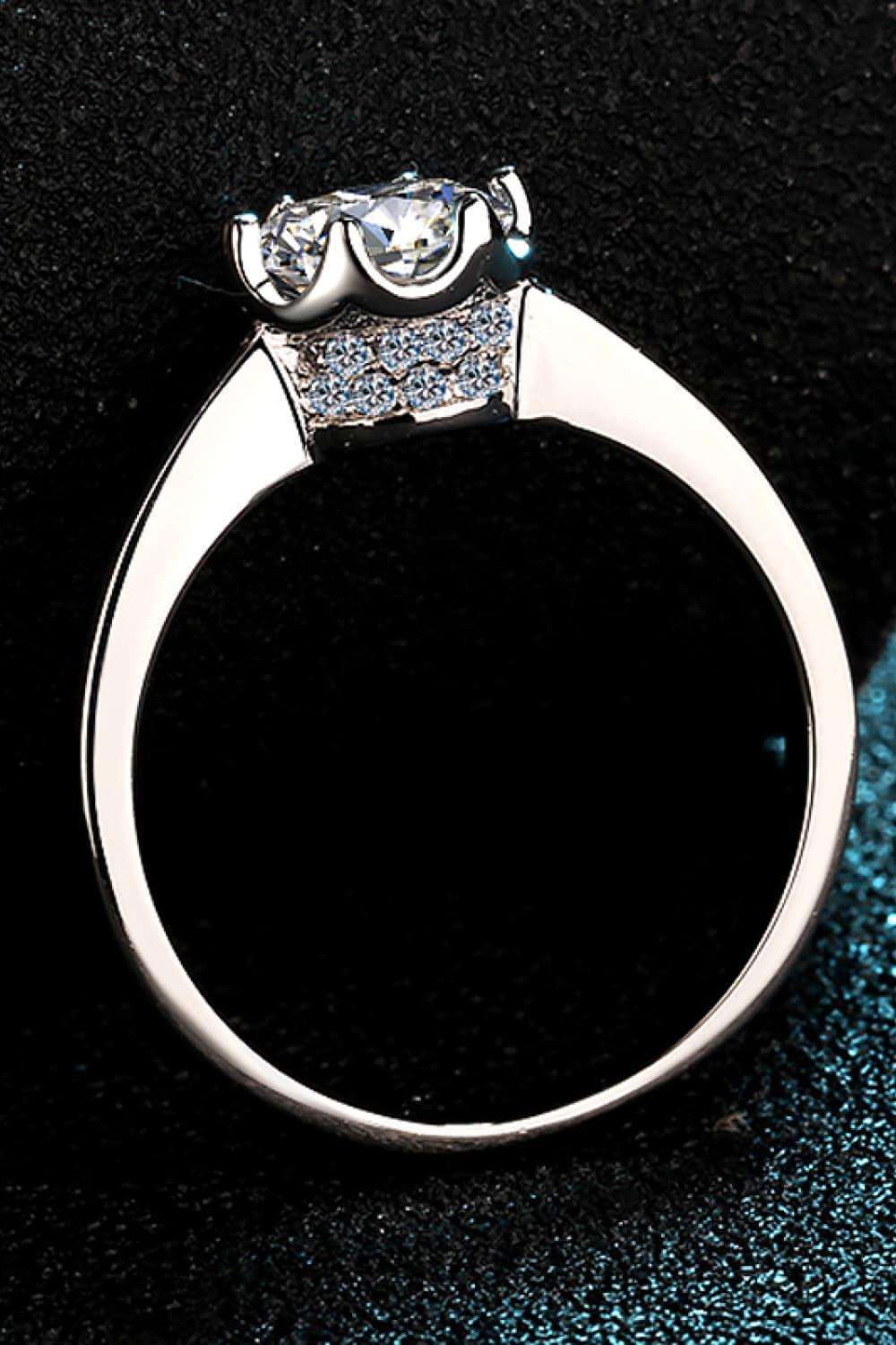 1 Carat Moissanite Rhodium-Plated Solitaire Ring Carauana Store