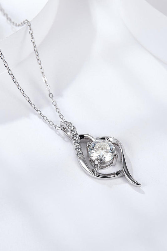 Platinum-Plated 1 Carat Moissanite Pendant Necklace Carauana Store