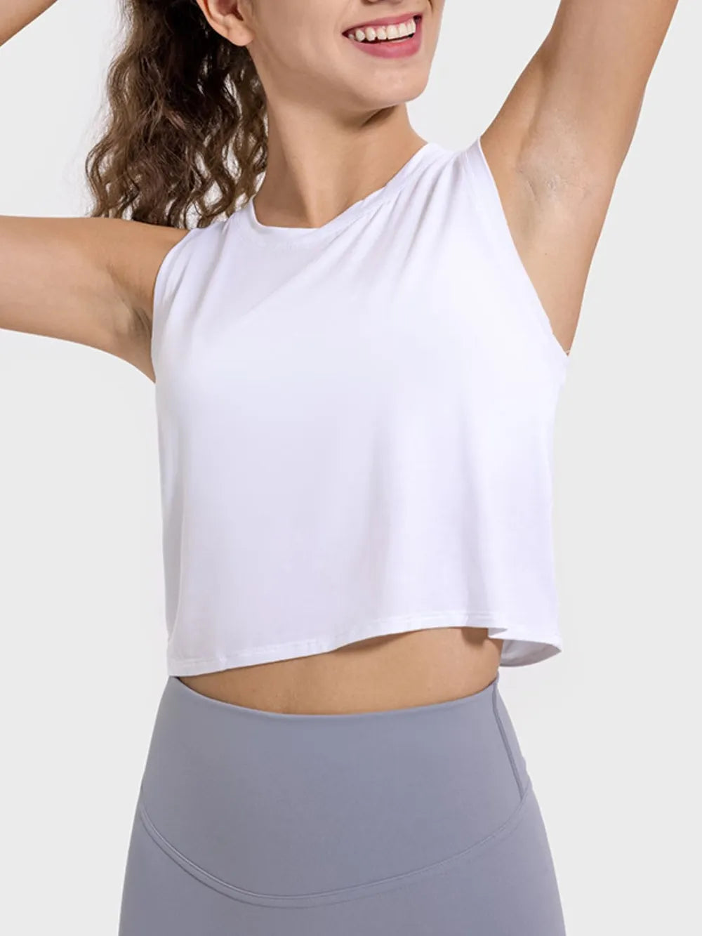 Millennia Drawstring Cutout Round Neck Active Tank Carauana Store