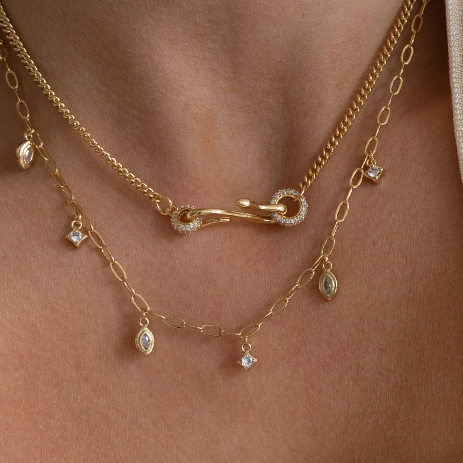 18K Gold-Plated Copper Inlaid Zircon Necklace Carauana Store
