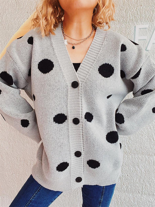 Polka Dot Button Up Cardigan Carauana Store