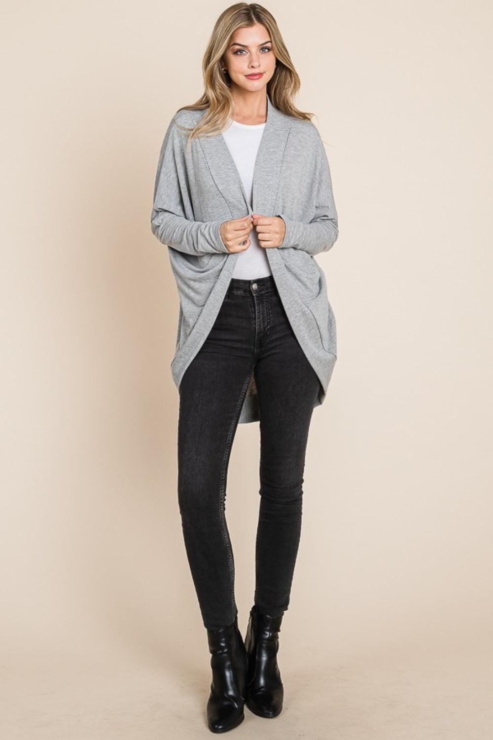 BOMBOM Open Front Long Sleeve Cocoon Cardigan Carauana Store