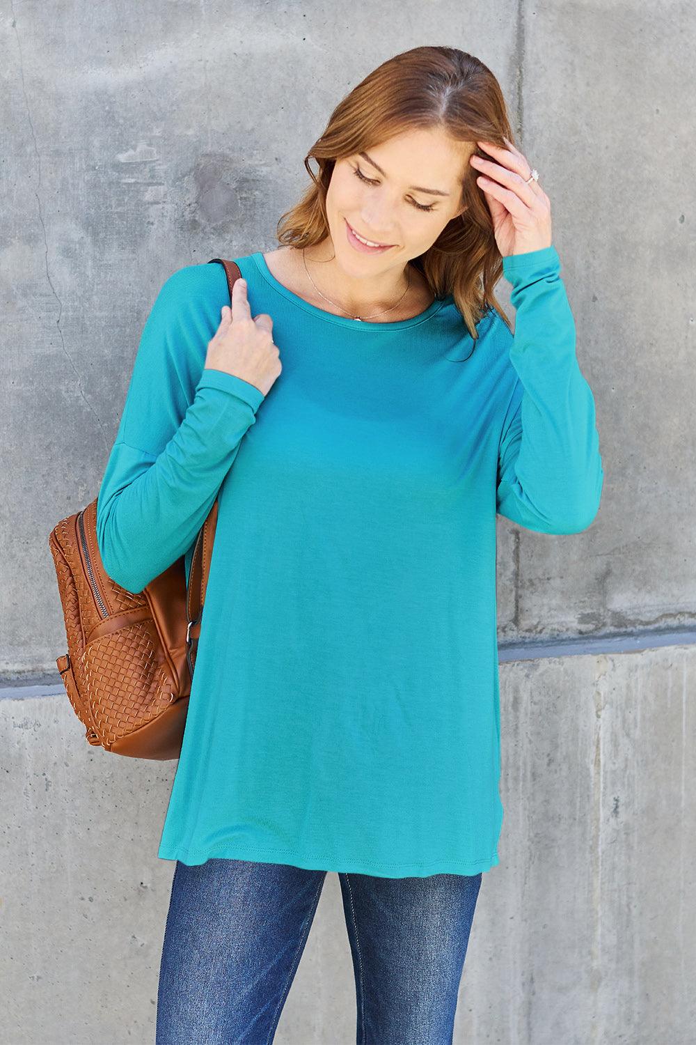 Basic Bae Full Size Round Neck Dropped Shoulder T-Shirt Carauana Store