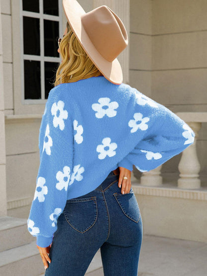 Angel Wings Flower Open Front Long Sleeve Cardigan Carauana Store