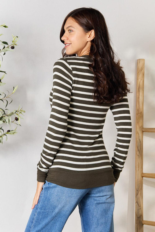 Zenana Full Size Striped Snap Down Cardigan Carauana Store