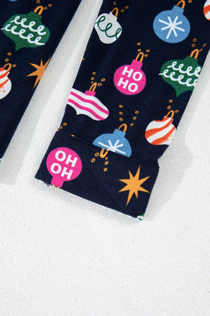 Christmas Lights Print Collared Neck Top and Pants Set Carauana Store