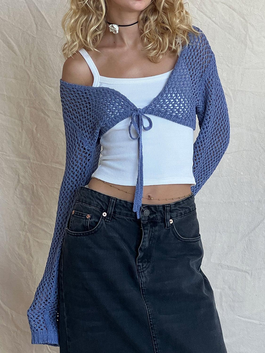 Openwork Tied Dropped Shoulder Cardigan Carauana Store
