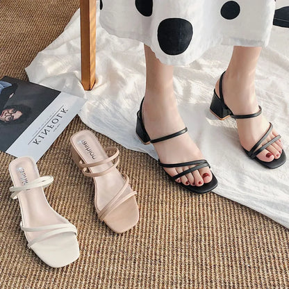Open Toe Block Heels Sandals Carauana Store