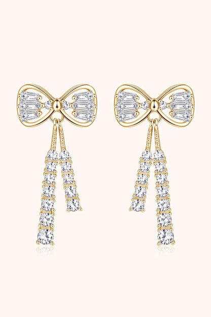 1.12 Carat Moissanite 925 Sterling Silver Bow Earrings Carauana Store
