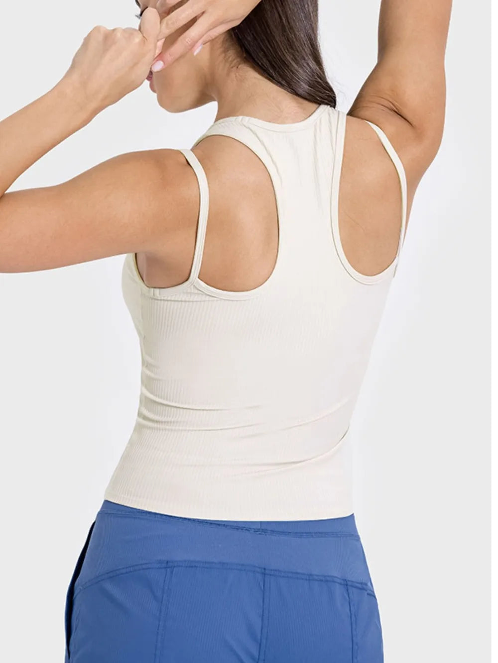 Millennia Cutout Round Neck Racerback Active Tank Carauana Store