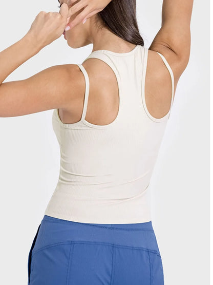 Millennia Cutout Round Neck Racerback Active Tank Carauana Store