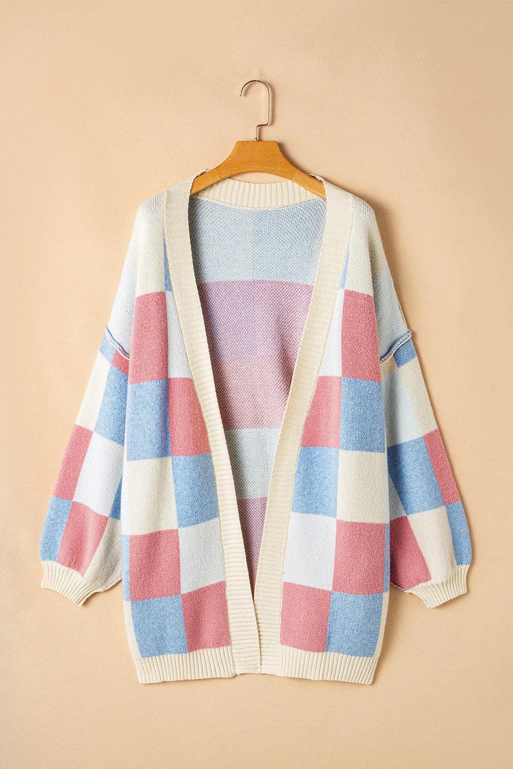Color Block Open Front Long Sleeve Cardigan Carauana Store