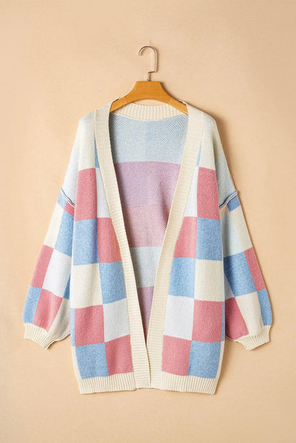 Color Block Open Front Long Sleeve Cardigan Carauana Store