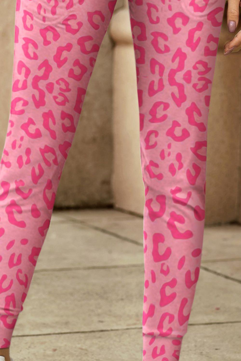 Leopard Print Wide Waistband Skinny Pants Carauana Store