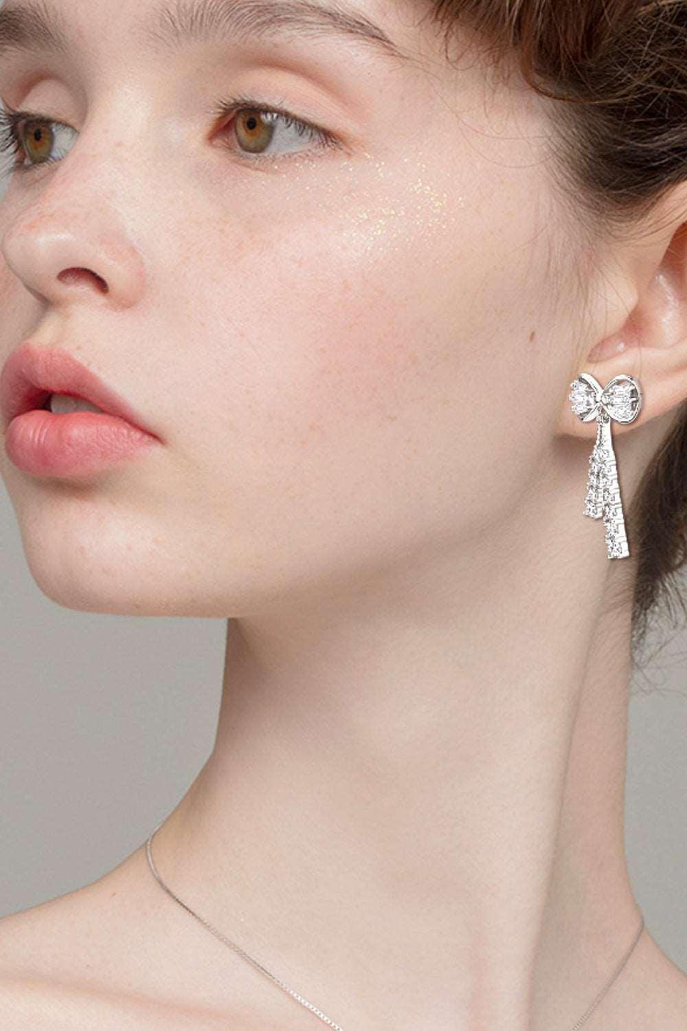 1.12 Carat Moissanite 925 Sterling Silver Bow Earrings Carauana Store