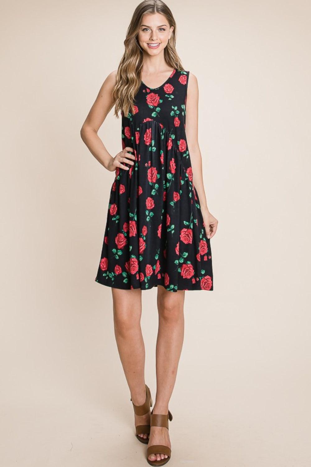 BOMBOM Floral Ruched Tank Dress Carauana Store