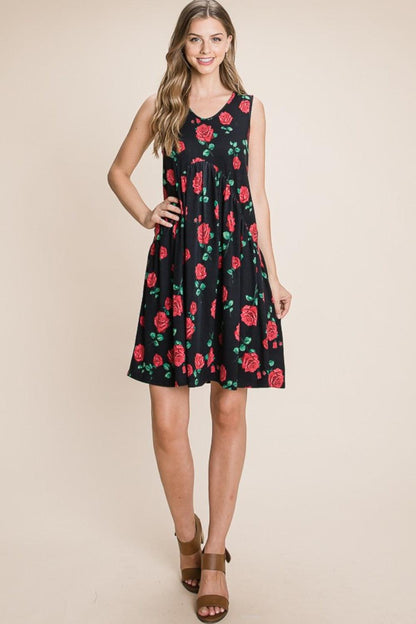 BOMBOM Floral Ruched Tank Dress Carauana Store