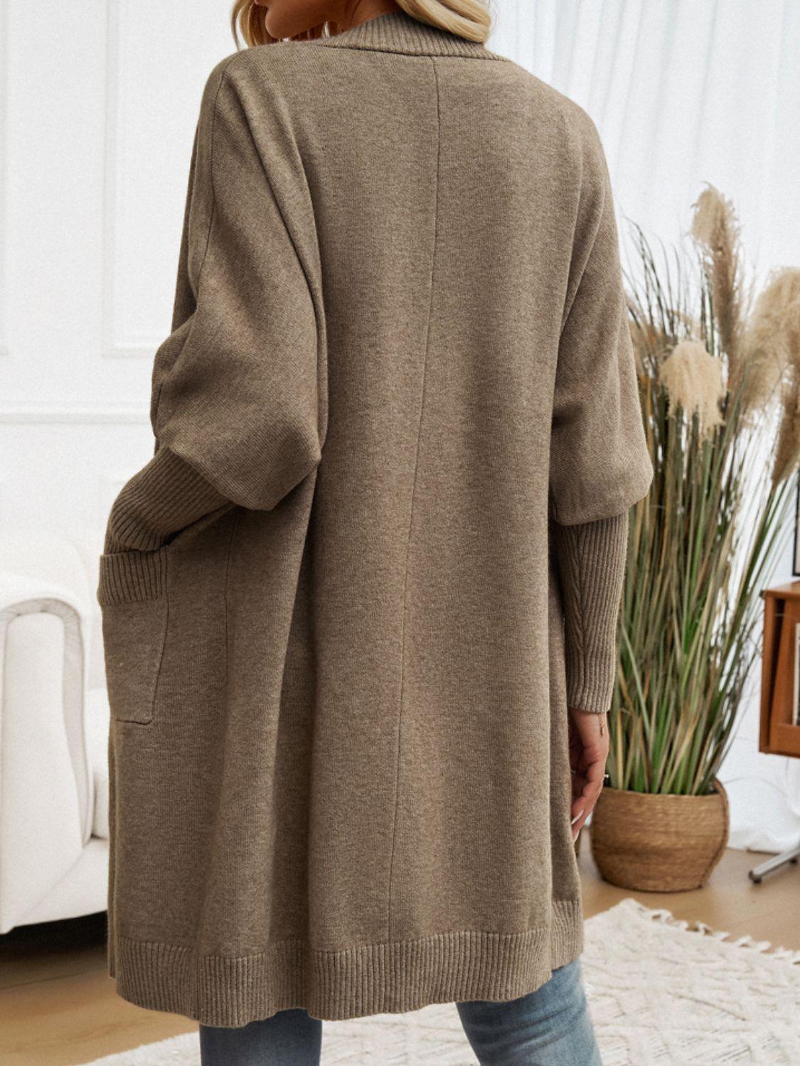Devine Open Front Long Sleeve Cardigan Carauana Store