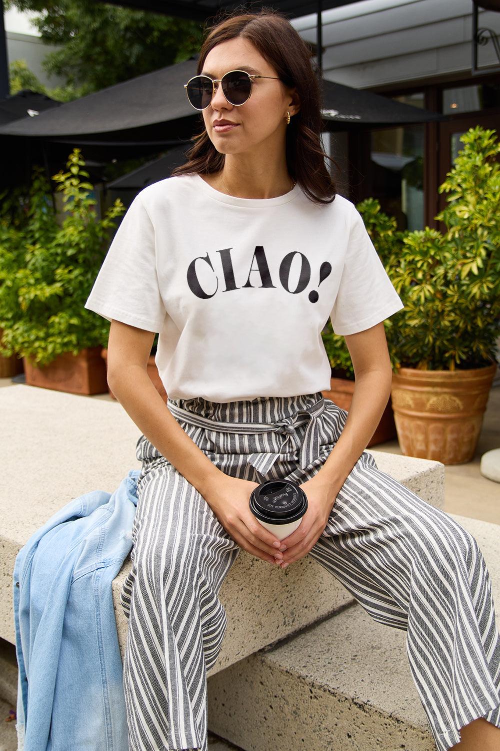 Simply Love Full Size CIAO Round Neck T-Shirt Carauana Store