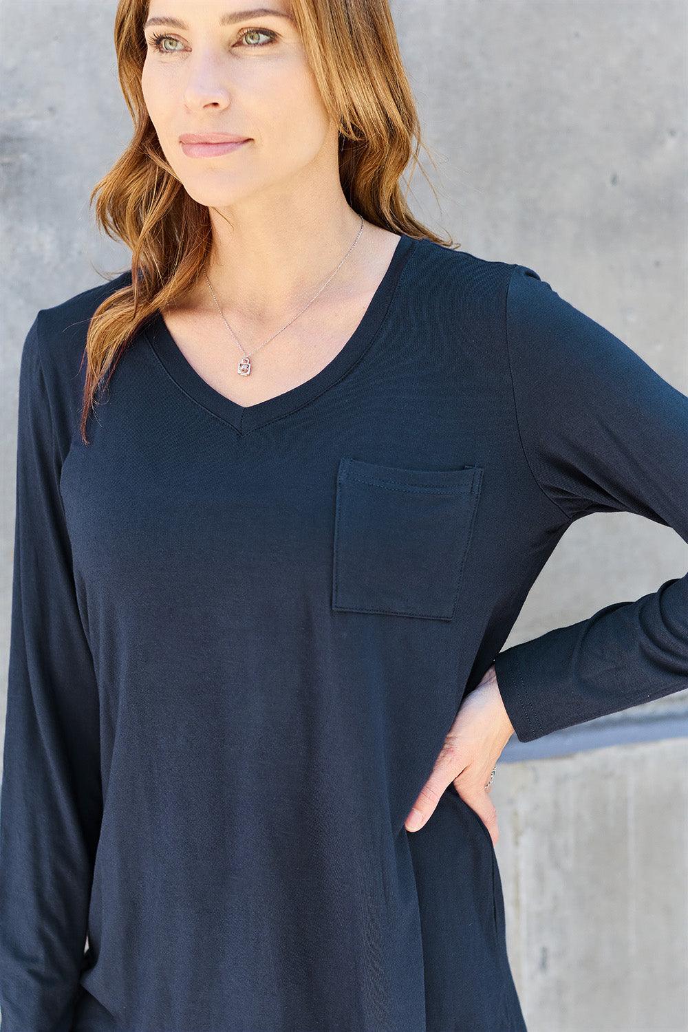 Basic Bae Full Size V-Neck Long Sleeve Top Carauana Store