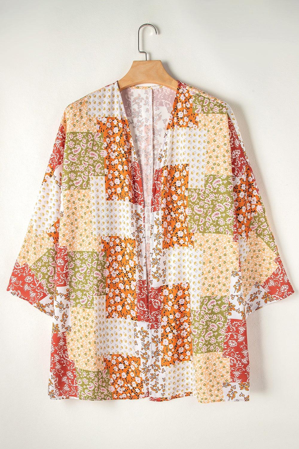 Printed Open Front Long Sleeve Cover-Up Carauana Store