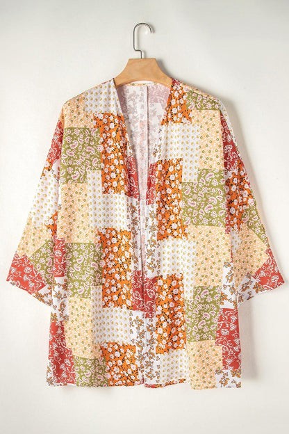 Printed Open Front Long Sleeve Cover-Up Carauana Store