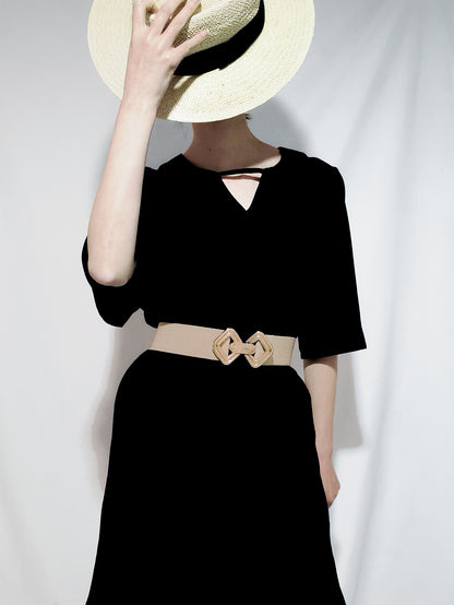 Geometric Buckle Elastic Wide Belt Carauana Store