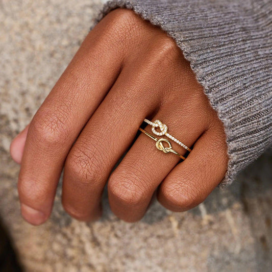 925 Sterling Silver Double-Layered Knot Ring Carauana Store