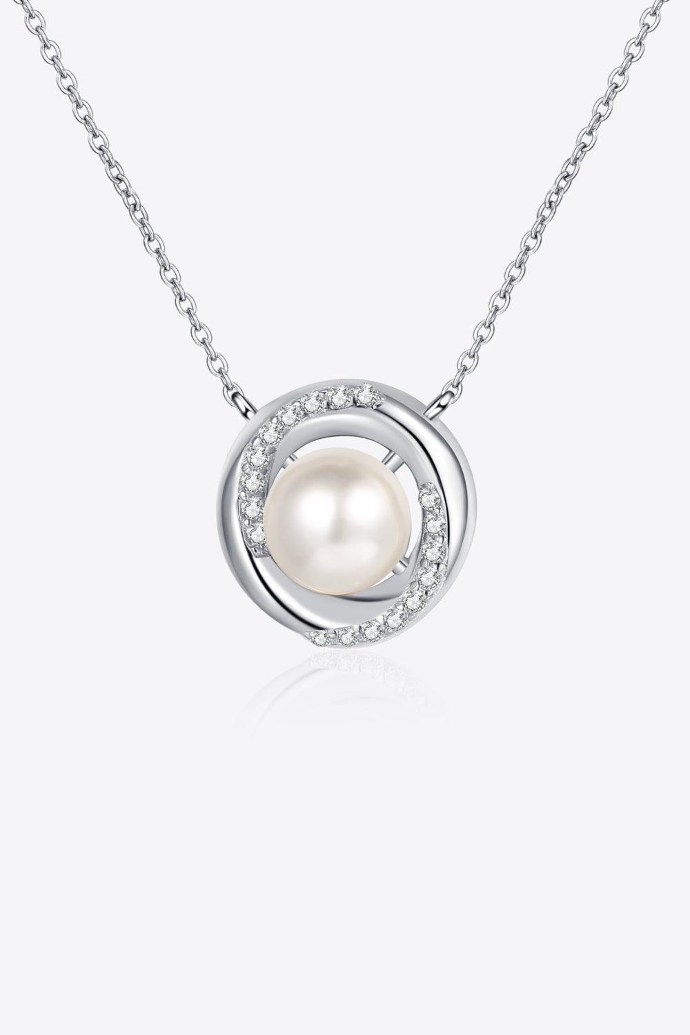 Moissanite Pearl Rhodium-Plated Necklace Carauana Store