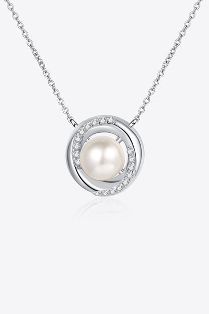 Moissanite Pearl Rhodium-Plated Necklace Carauana Store