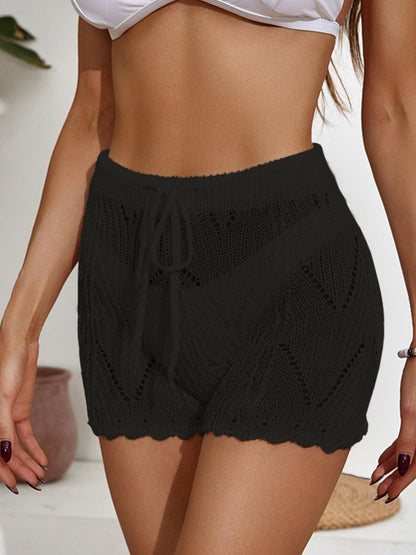 Drawstring Cutout Swim Shorts Carauana Store
