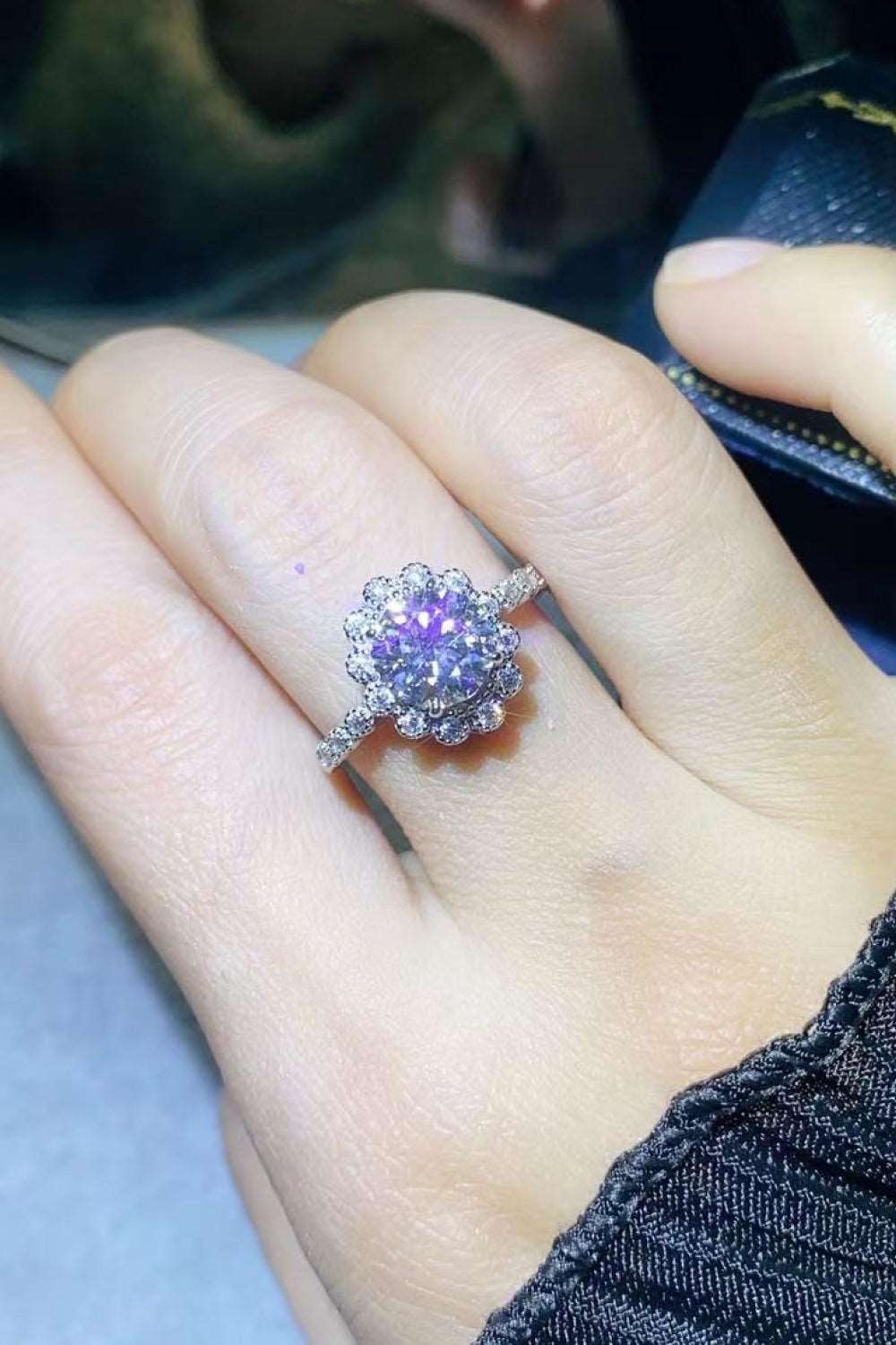 1.5 Carat Moissanite Floral-Shaped Cluster Ring Carauana Store