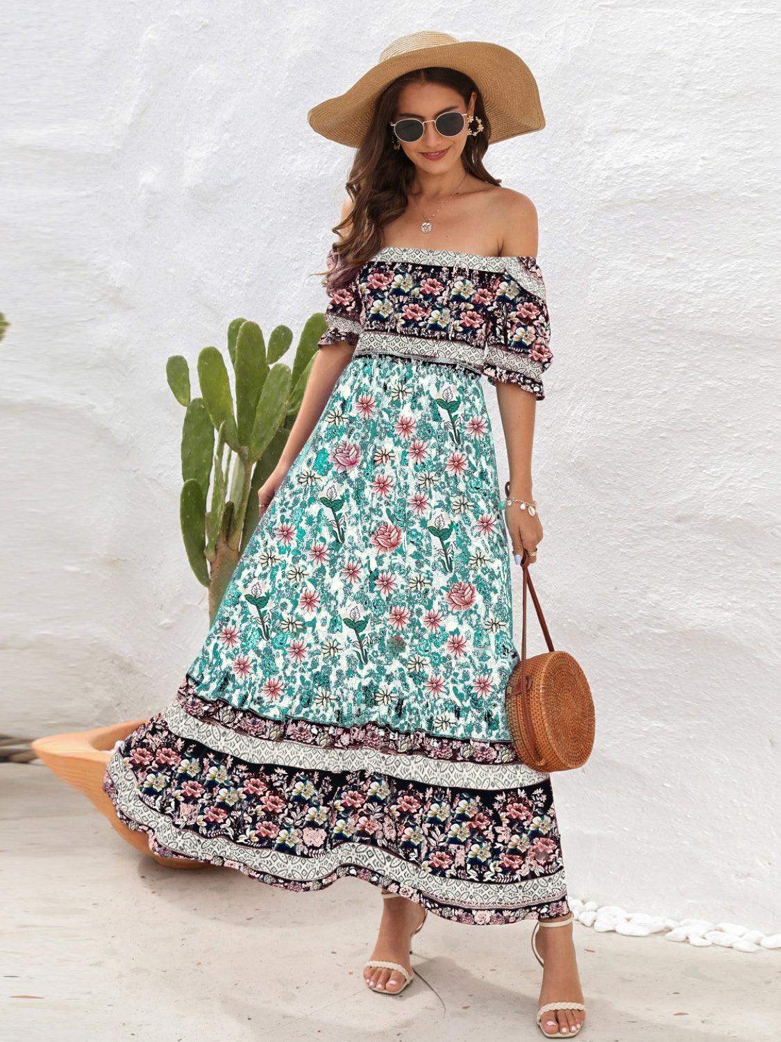 Floral Flounce Sleeve Midi Dress Carauana Store