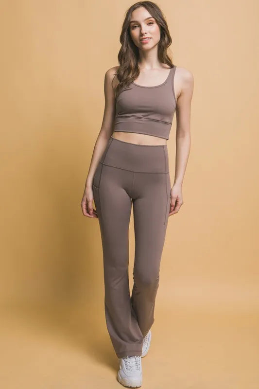 Love Tree High Waist Flare Active Leggings with Side Pockets Carauana Store