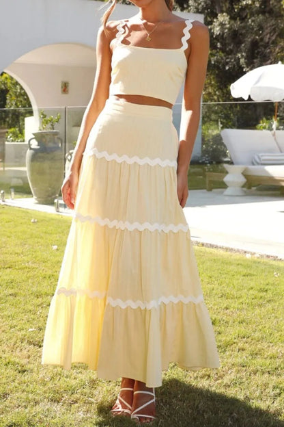 Contrast Trim Cami and Maxi Skirt Set Carauana Store