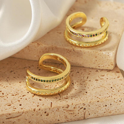 Gold-Plated Czech Diamond Double-Layered Ring Carauana Store
